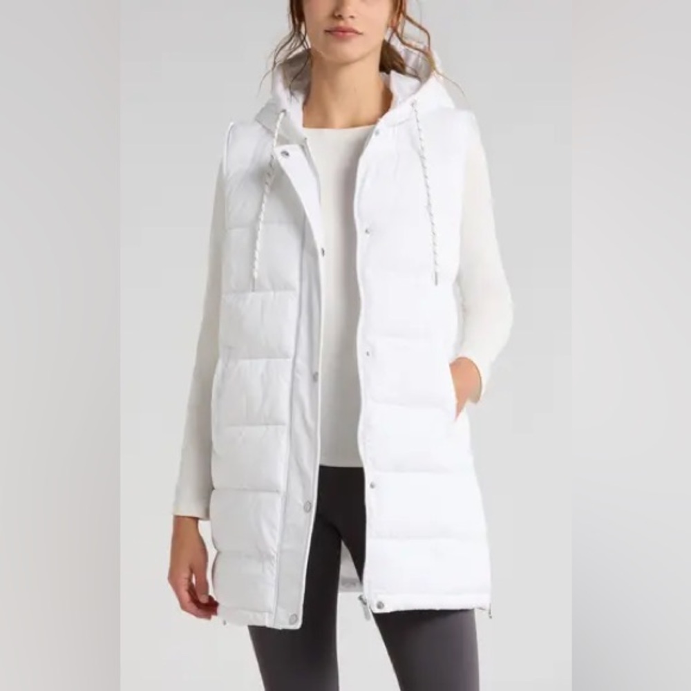 ZELLA Long Hooded Puffer Vest | Size Medium